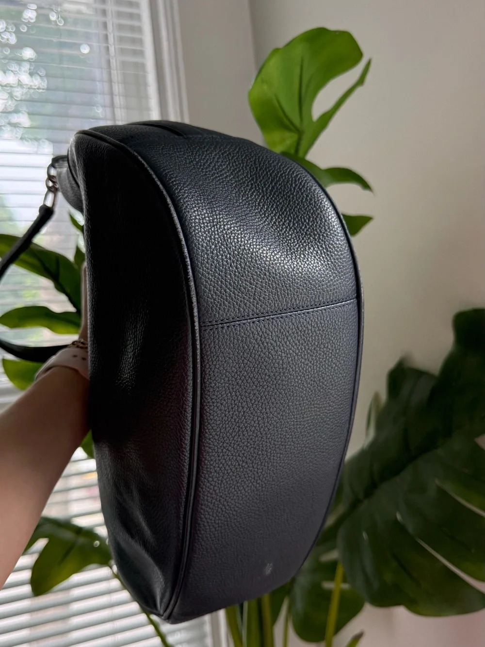 COACH dark navy Pebbled Leather Hobo Shoulder Bag